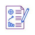 Coaching en Canarias pictograma de una hoja de notas con diferentes gráficos y sus conclusiones y un lápiz que parece estar anotando todo